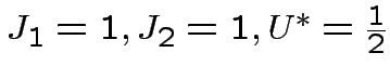 $ J_{1}=1, J_{2}=1,U^{*}=\frac{1}{2}$