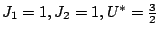 $J_{1}=1, J_{2}=1,U^{*}=\frac{3}{2}$