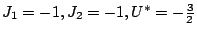 $J_{1}=-1, J_{2}=-1,U^{*}=-\frac{3}{2}$