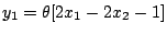 $y_{1}=\theta[2x_{1}-2x_{2}-1]$