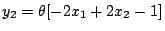 $y_{2}=\theta[-2x_{1}+2x_{2}-1]$