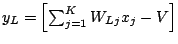 $y_{L}=\left[\sum^{K}_{j=1}W_{Lj}x_{j}-V\right]$